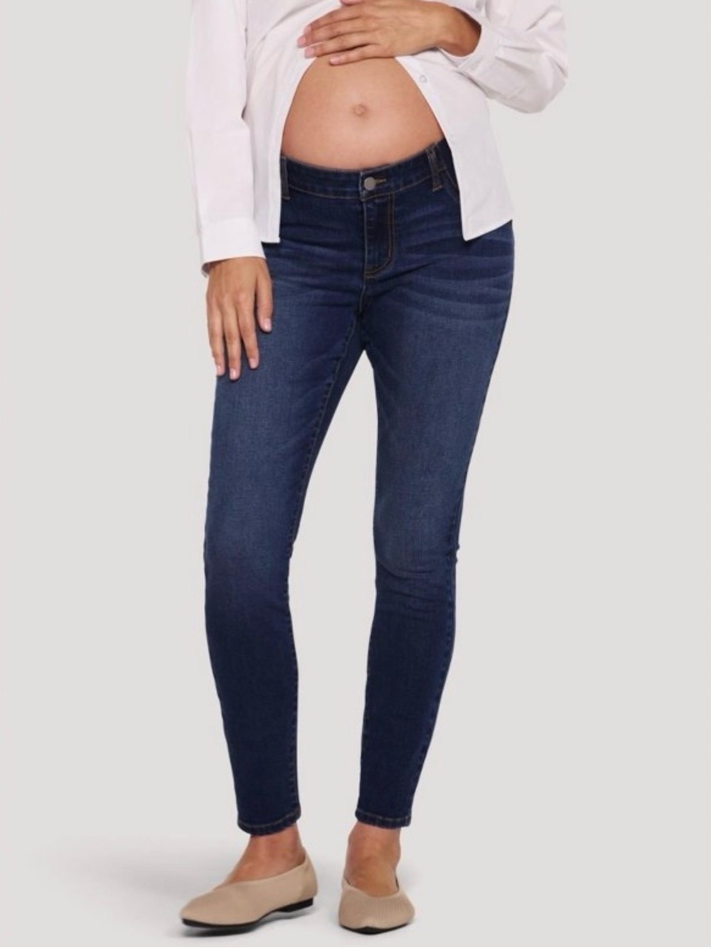 Maternity Skinny Jeans - Dark Blue Stretch Denim